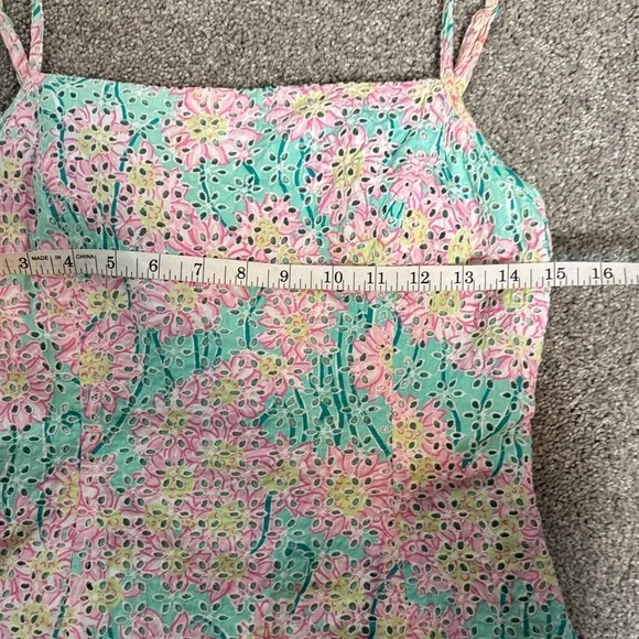 Vintage Lilly Pulitzer Floral Pastel Pink and Green Mini Dress - Picture 9 of 12